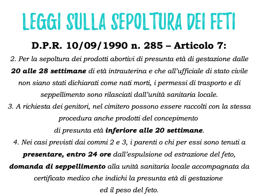 leggi sepoltura dei feti in italia dpr